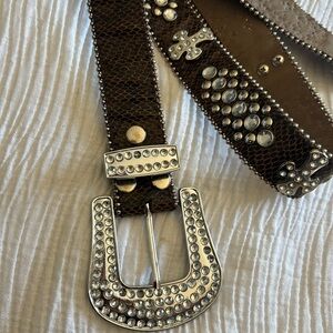 Western Buckle leather Rhinestone Belt 90s Y2K Cowboy